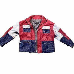 Vintage Wilsons Leather Jacket Men’s Size M USA Colors Red White Blue ECU